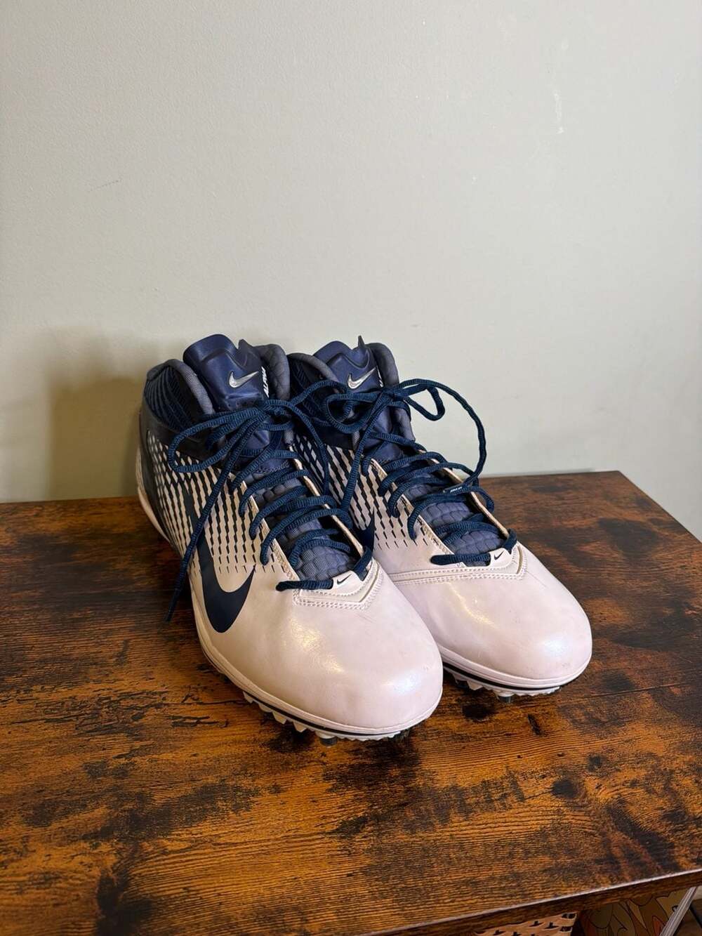 NWOT Nike Air Zoom Alpha Talon Football Cleats Navy Blue White Mens Size 14.5
